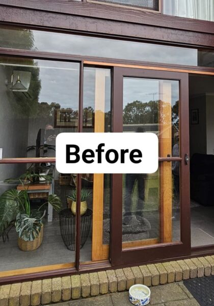 Before sliding door installation in Belmont